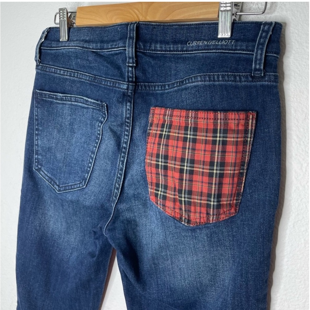 Current Elliot plaid pocket jeans